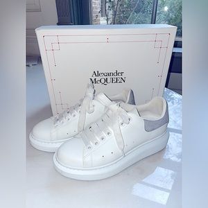 Almost brand new, 100%authentic McQueen white and light blue suede sneakers, 37